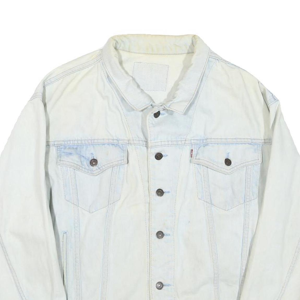 LEVI'S Mens White Denim Button Jacket XL Cotton Blend Classic Casual Vintage