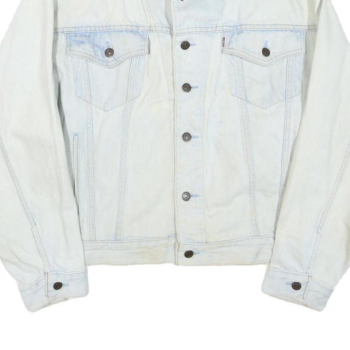 LEVI'S Mens White Denim Button Jacket XL Cotton Blend Classic Casual Vintage