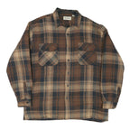 LAKE N TRAIL Mens Brown & Beige Check Shirt L Cotton Blend Button Closure Casual