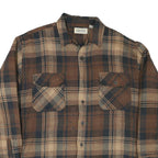 LAKE N TRAIL Mens Brown & Beige Check Shirt L Cotton Blend Button Closure Casual