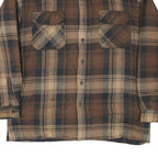 LAKE N TRAIL Mens Brown & Beige Check Shirt L Cotton Blend Button Closure Casual