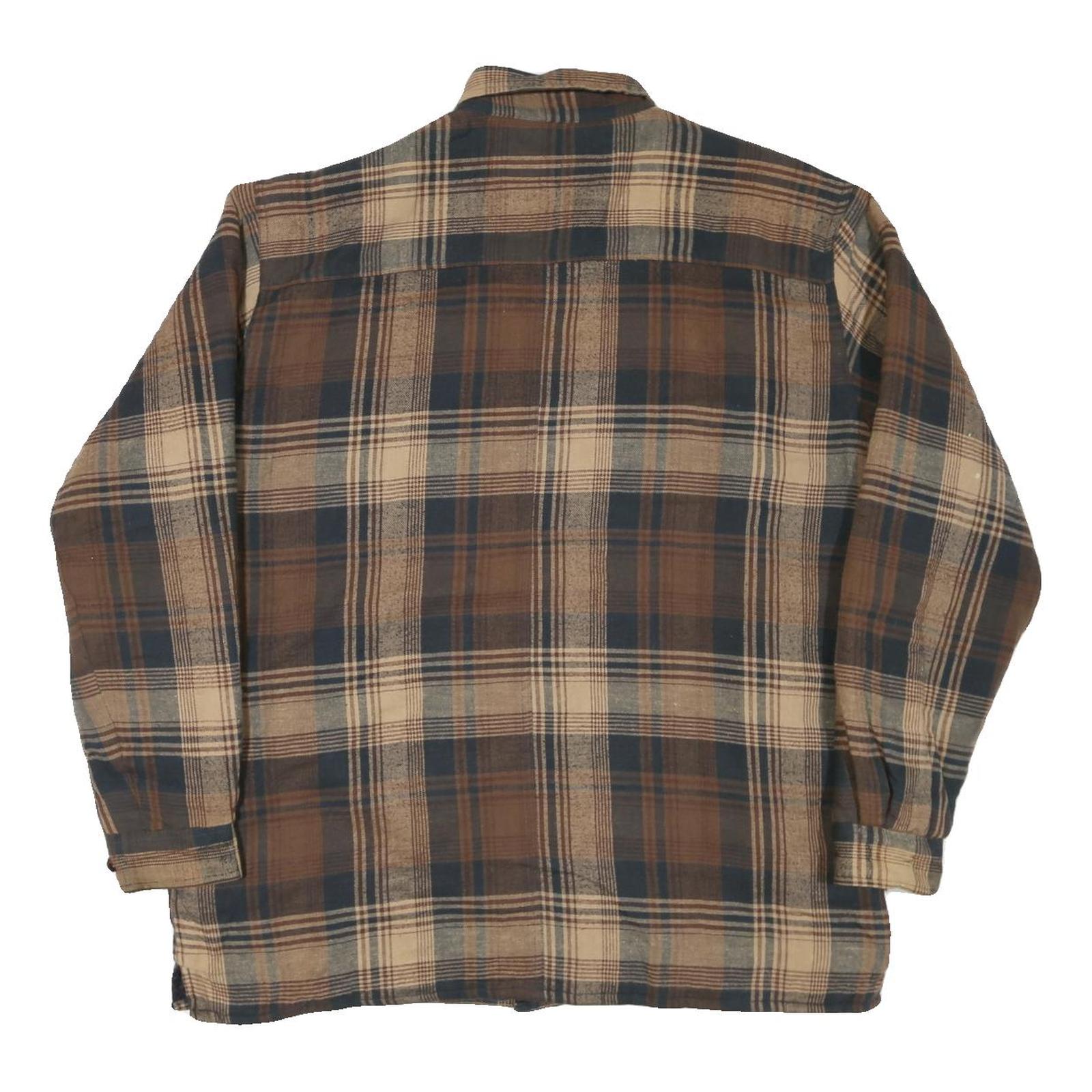 LAKE N TRAIL Mens Brown & Beige Check Shirt L Cotton Blend Button Closure Casual