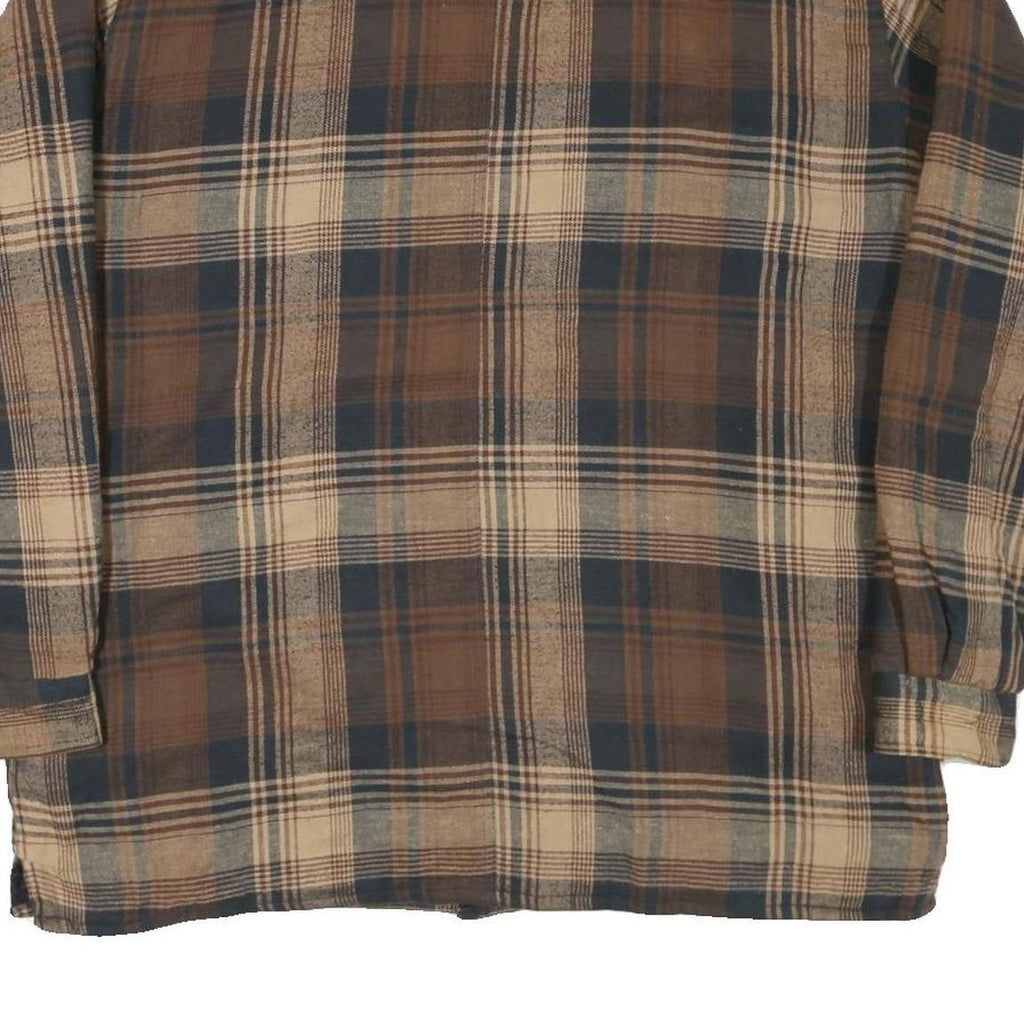 LAKE N TRAIL Mens Brown & Beige Check Shirt L Cotton Blend Button Closure Casual