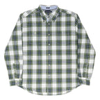TOMMY HILFIGER Mens Green & Grey Check Shirt XL Button-Down Cotton Blend Casual