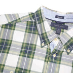 TOMMY HILFIGER Mens Green & Grey Check Shirt XL Button-Down Cotton Blend Casual