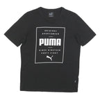 PUMA Mens Black Graphic T-Shirt S Short Sleeve Crew Neck Casual Cotton
