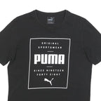 PUMA Mens Black Graphic T-Shirt S Short Sleeve Crew Neck Casual Cotton
