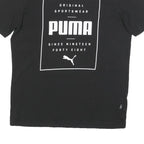 PUMA Mens Black Graphic T-Shirt S Short Sleeve Crew Neck Casual Cotton
