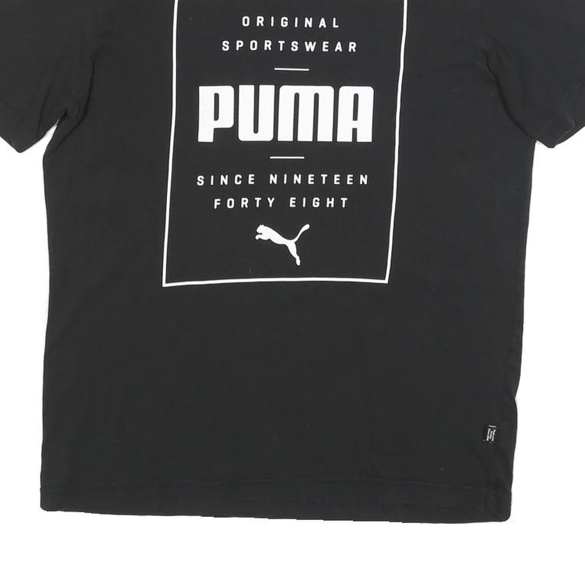 PUMA Mens Black Graphic T-Shirt S Short Sleeve Crew Neck Casual Cotton