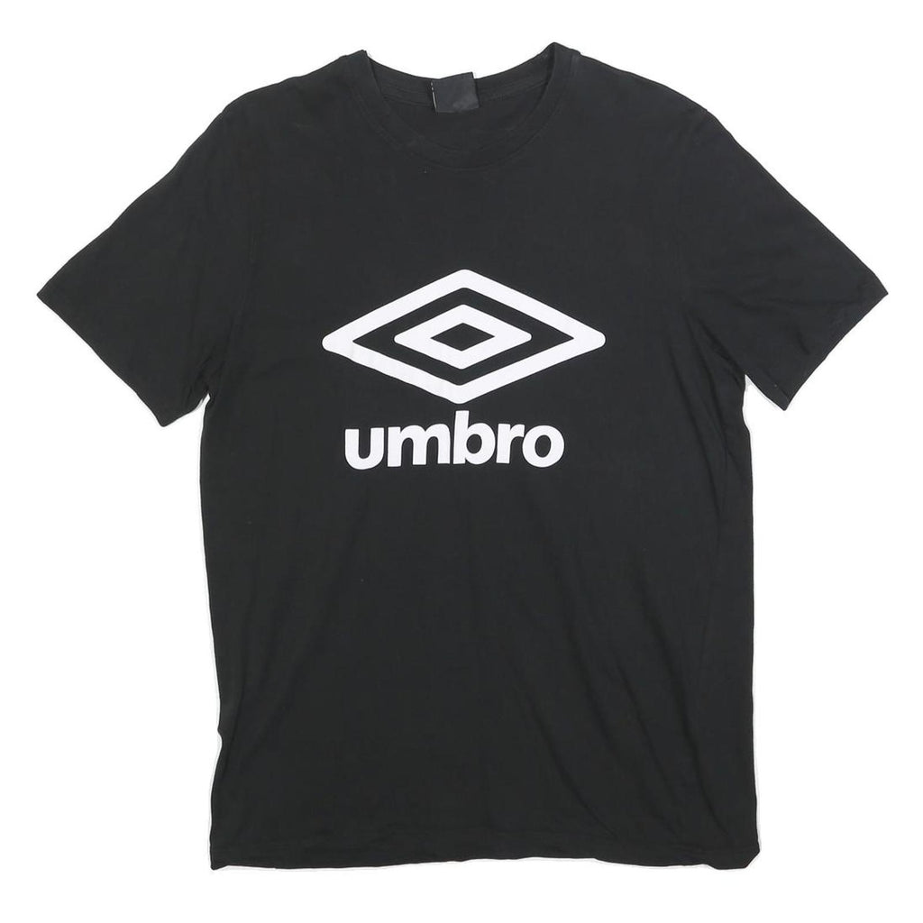UMBRO Mens Black & White Logo Classic T-Shirt L Short Sleeve Crew Neck Casual