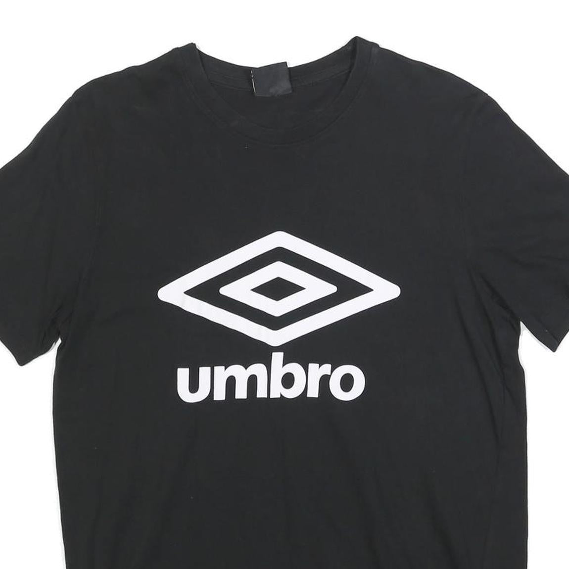 UMBRO Mens Black & White Logo Classic T-Shirt L Short Sleeve Crew Neck Casual