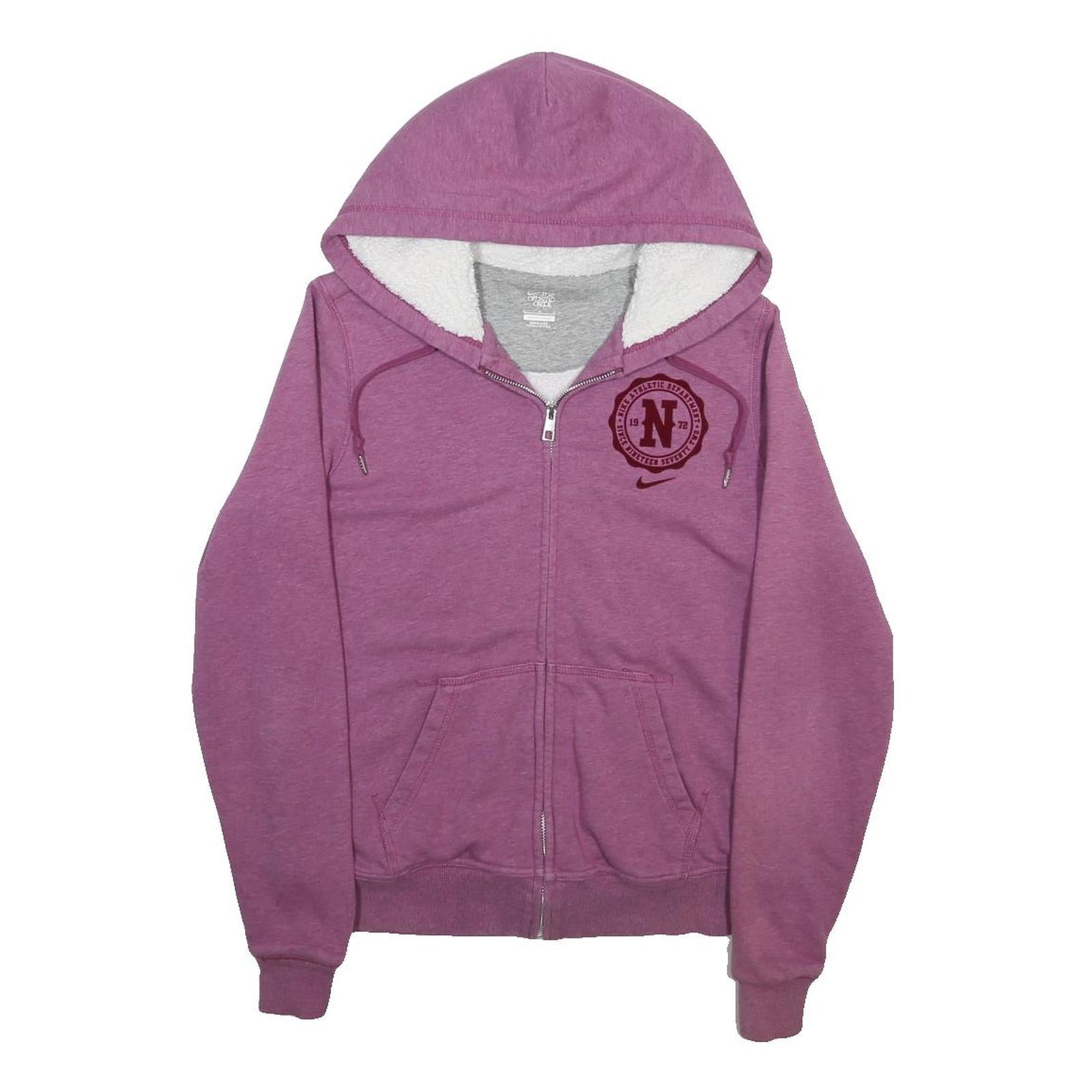 NIKE Womens Purple Full Zip Hoodie L Soft Cotton Blend Casual Sportswear