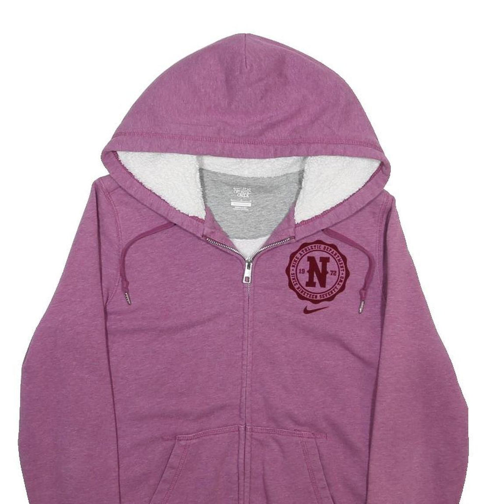 NIKE Womens Purple Full Zip Hoodie L Soft Cotton Blend Casual Sportswear