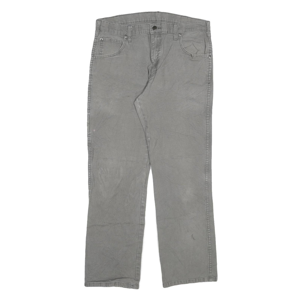 DICKIES Mens Regular Grey Cotton Blend Denim Jeans W34 L30 Workwear Straight Zip