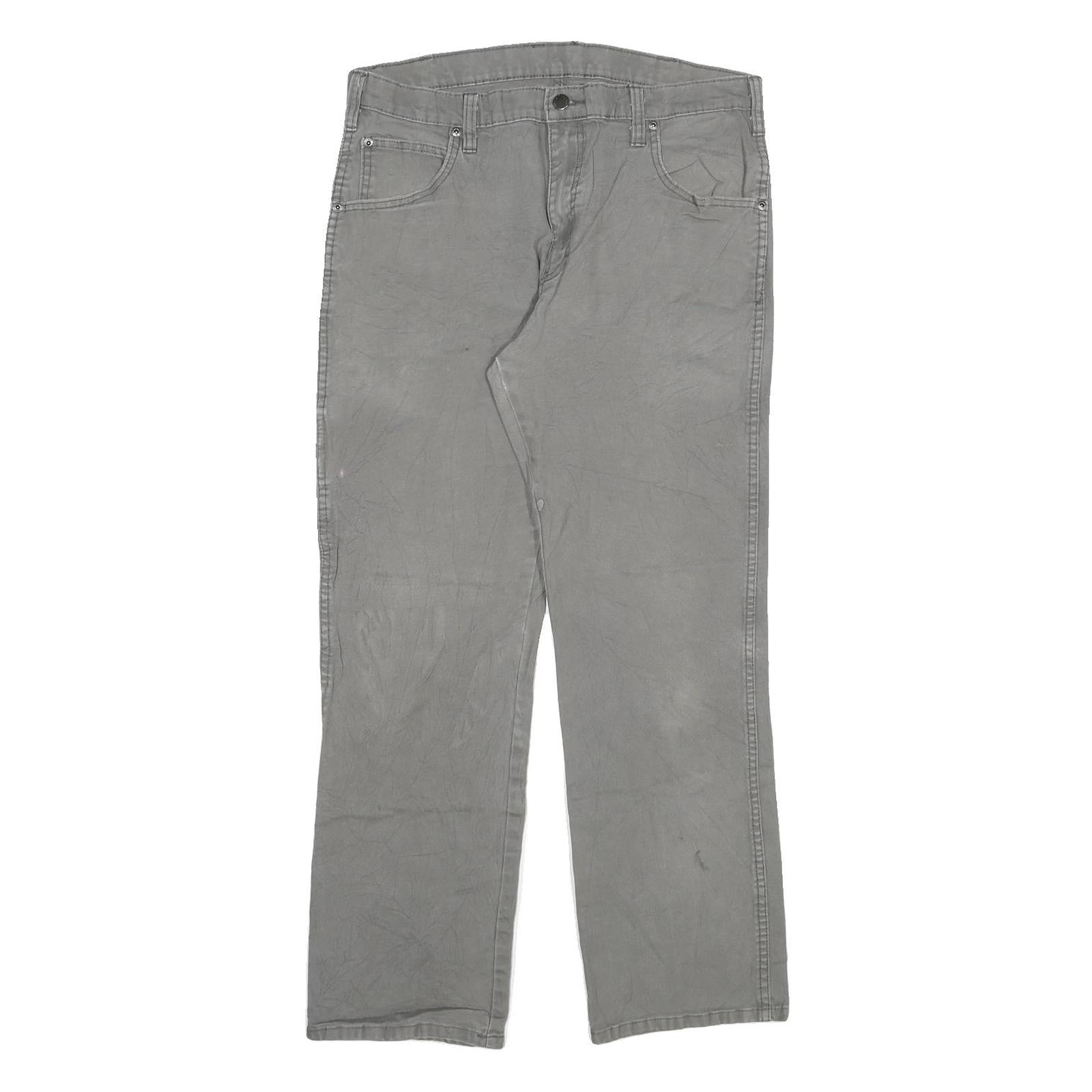 DICKIES Mens Regular Grey Cotton Blend Denim Jeans W34 L30 Workwear Straight Zip