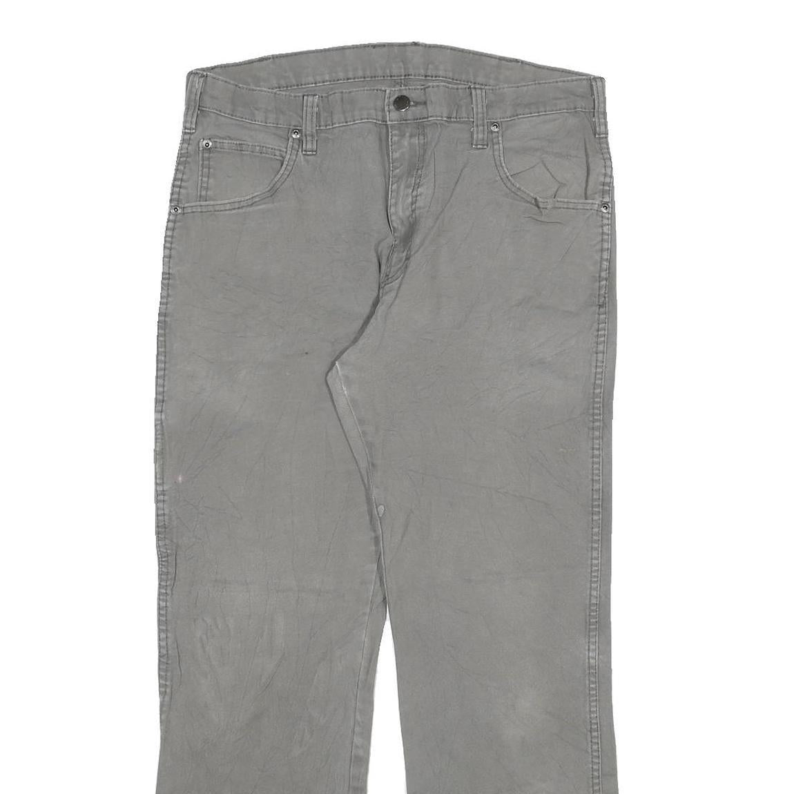 DICKIES Mens Regular Grey Cotton Blend Denim Jeans W34 L30 Workwear Straight Zip