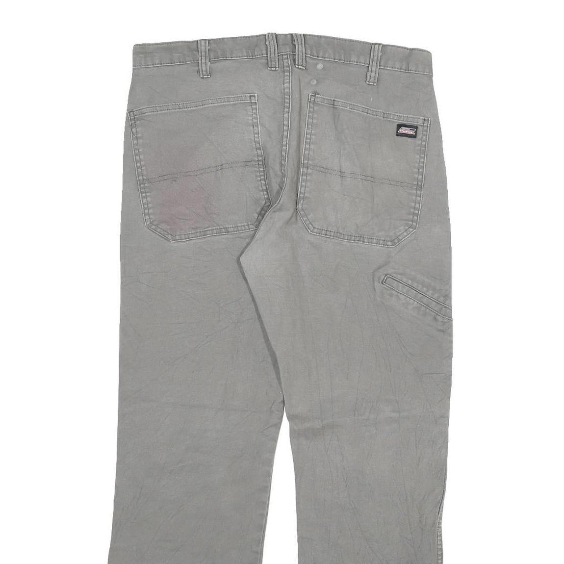 DICKIES Mens Regular Grey Cotton Blend Denim Jeans W34 L30 Workwear Straight Zip