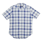NAUTICA Mens Blue & White Plaid Shirt S Cotton Short Sleeve Casual Summer Button