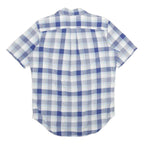 NAUTICA Mens Blue & White Plaid Shirt S Cotton Short Sleeve Casual Summer Button