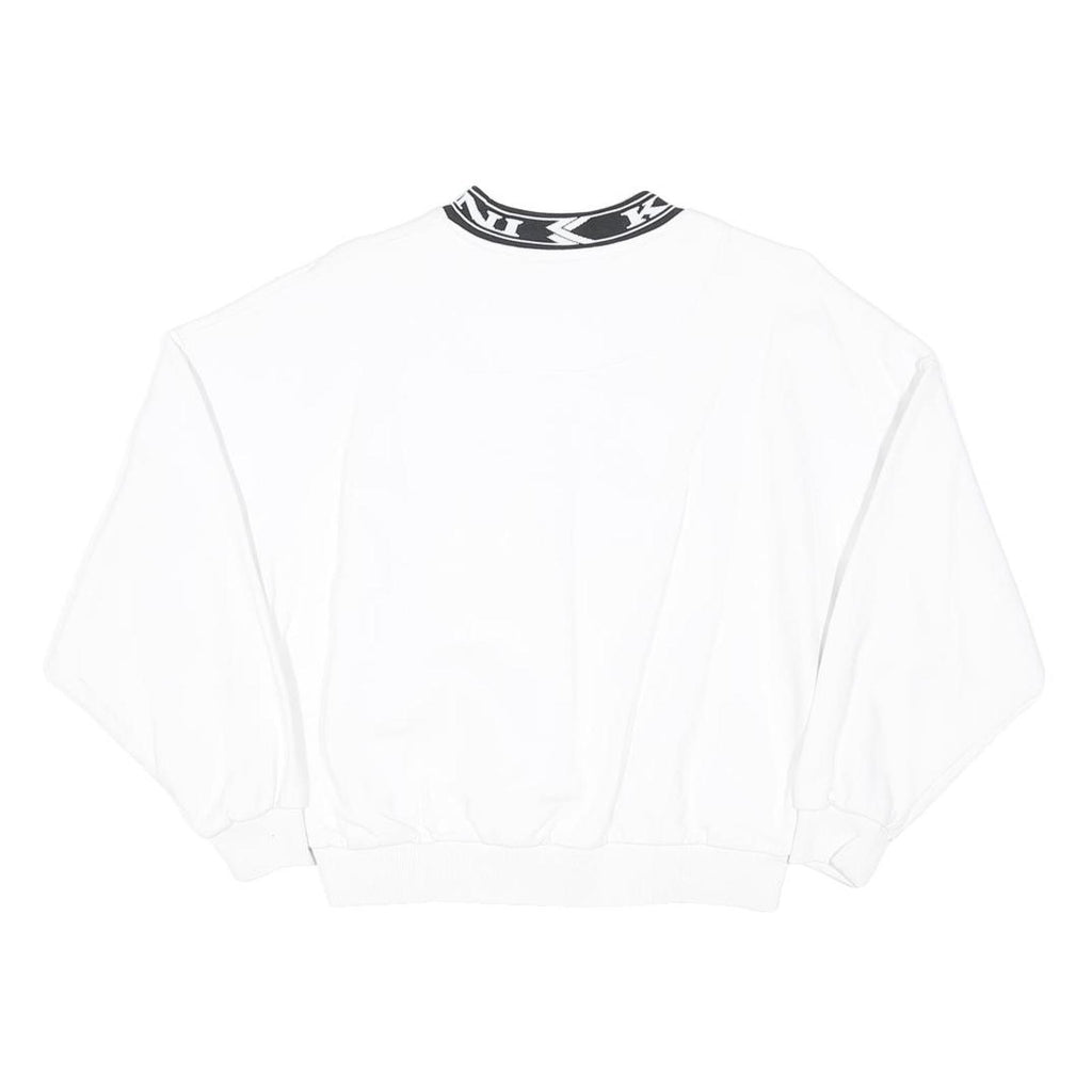 KARL KANI Womens White Sweatshirt Crew Neck S Logo Neck Print Cotton Blend
