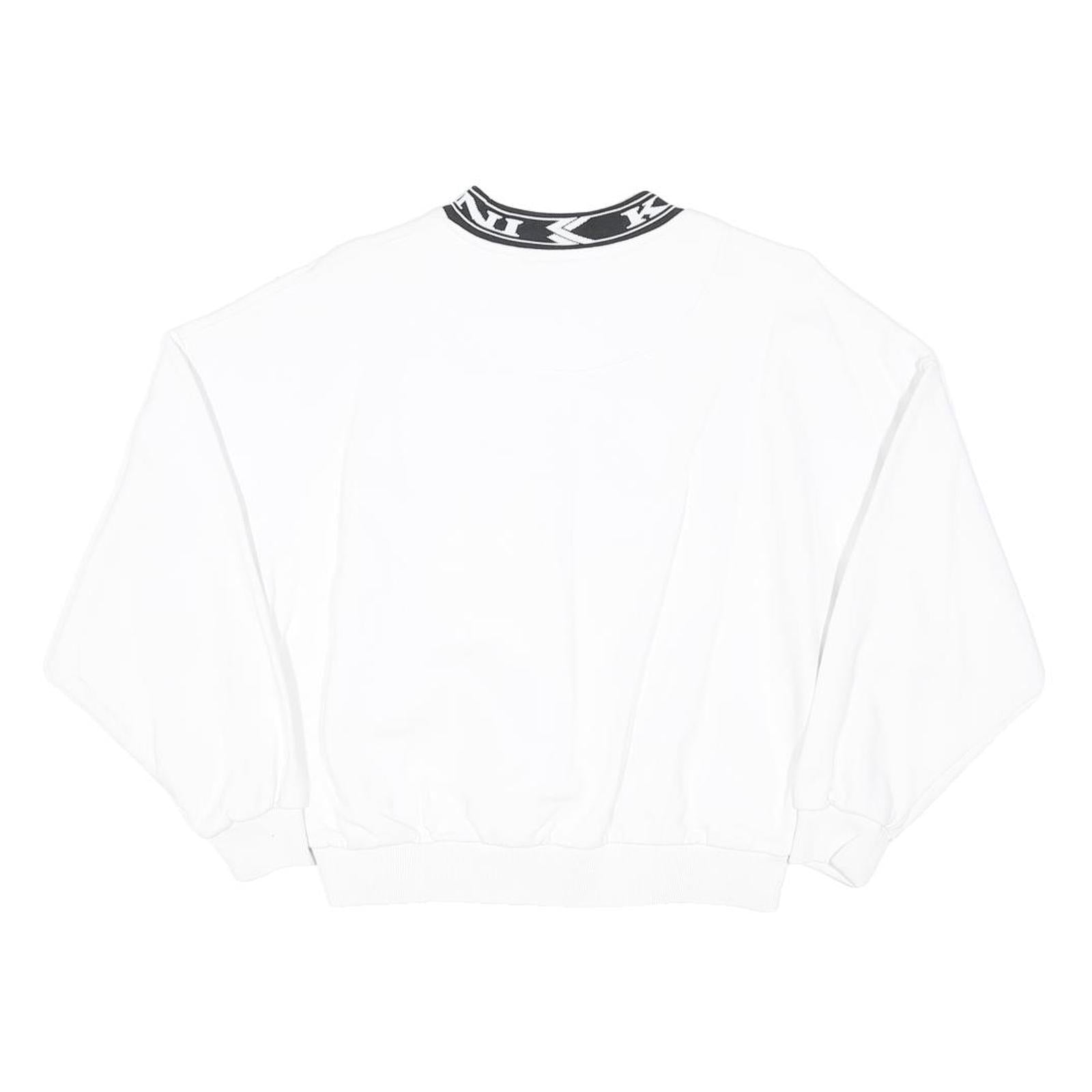 KARL KANI Womens White Sweatshirt Crew Neck S Logo Neck Print Cotton Blend
