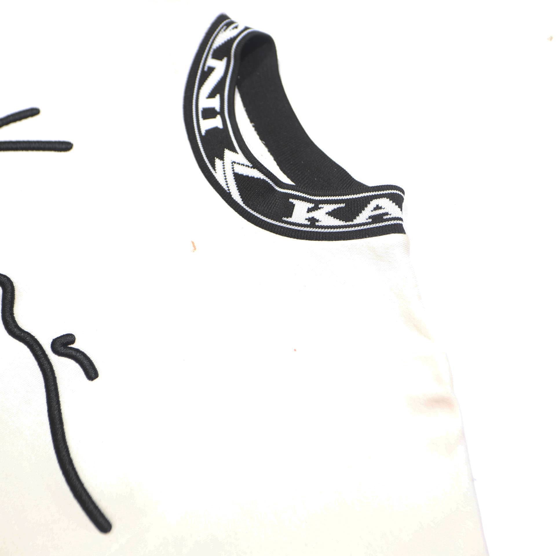 KARL KANI Womens White Sweatshirt Crew Neck S Logo Neck Print Cotton Blend