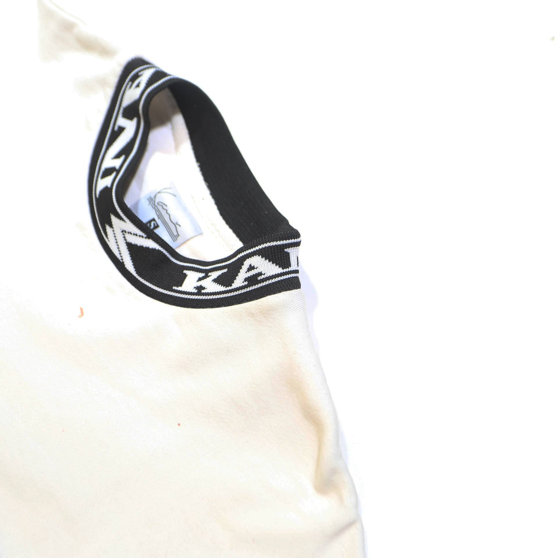 KARL KANI Womens White Sweatshirt Crew Neck S Logo Neck Print Cotton Blend