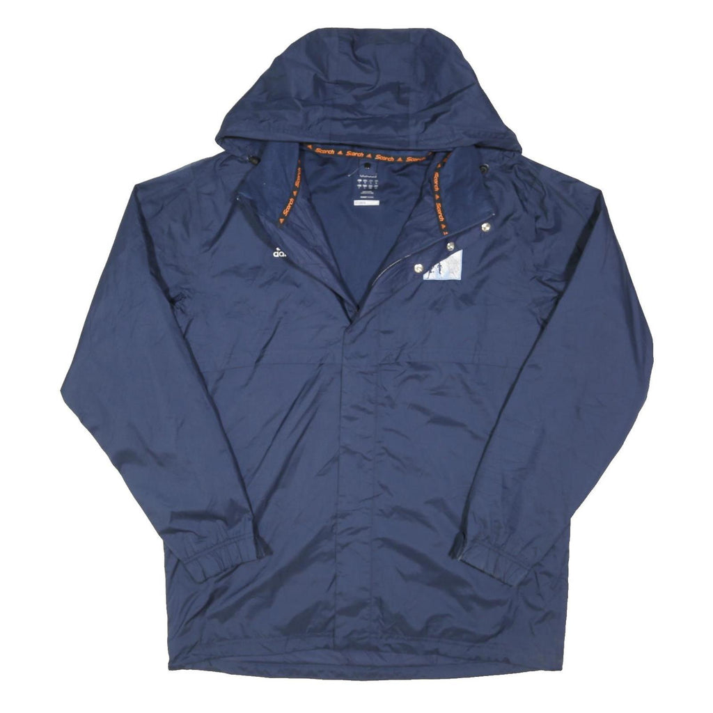ADIDAS Mens Navy Blue Outdoor Jacket L Polyester Blend Zip Hooded Plain