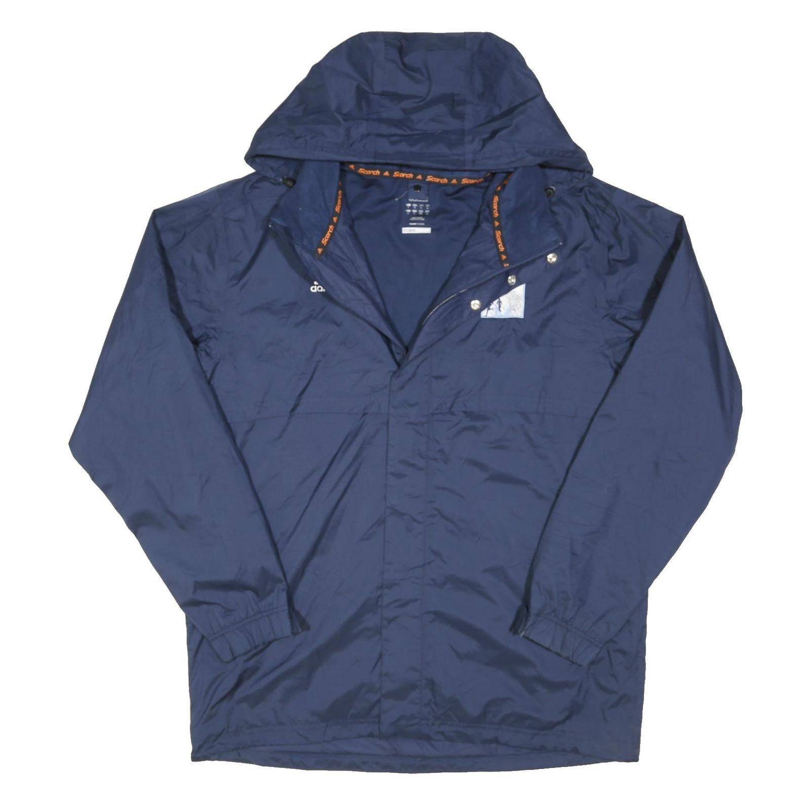 ADIDAS Mens Navy Blue Outdoor Jacket L Polyester Blend Zip Hooded Plain