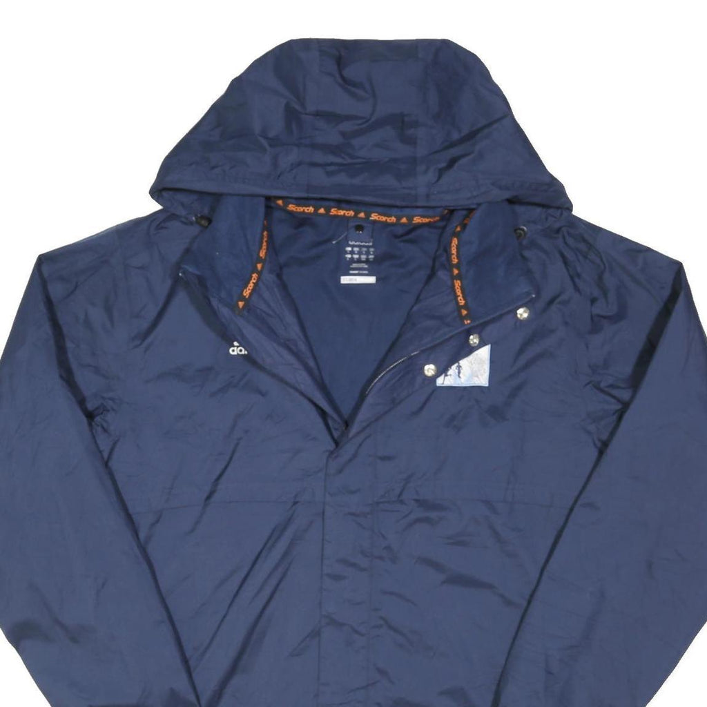 ADIDAS Mens Navy Blue Outdoor Jacket L Polyester Blend Zip Hooded Plain