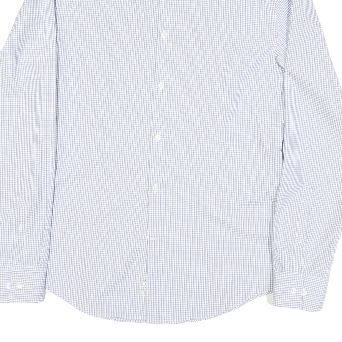 CALVIN KLEIN Mens Blue & White Check Shirt M Cotton Blend Formal Long Sleeve