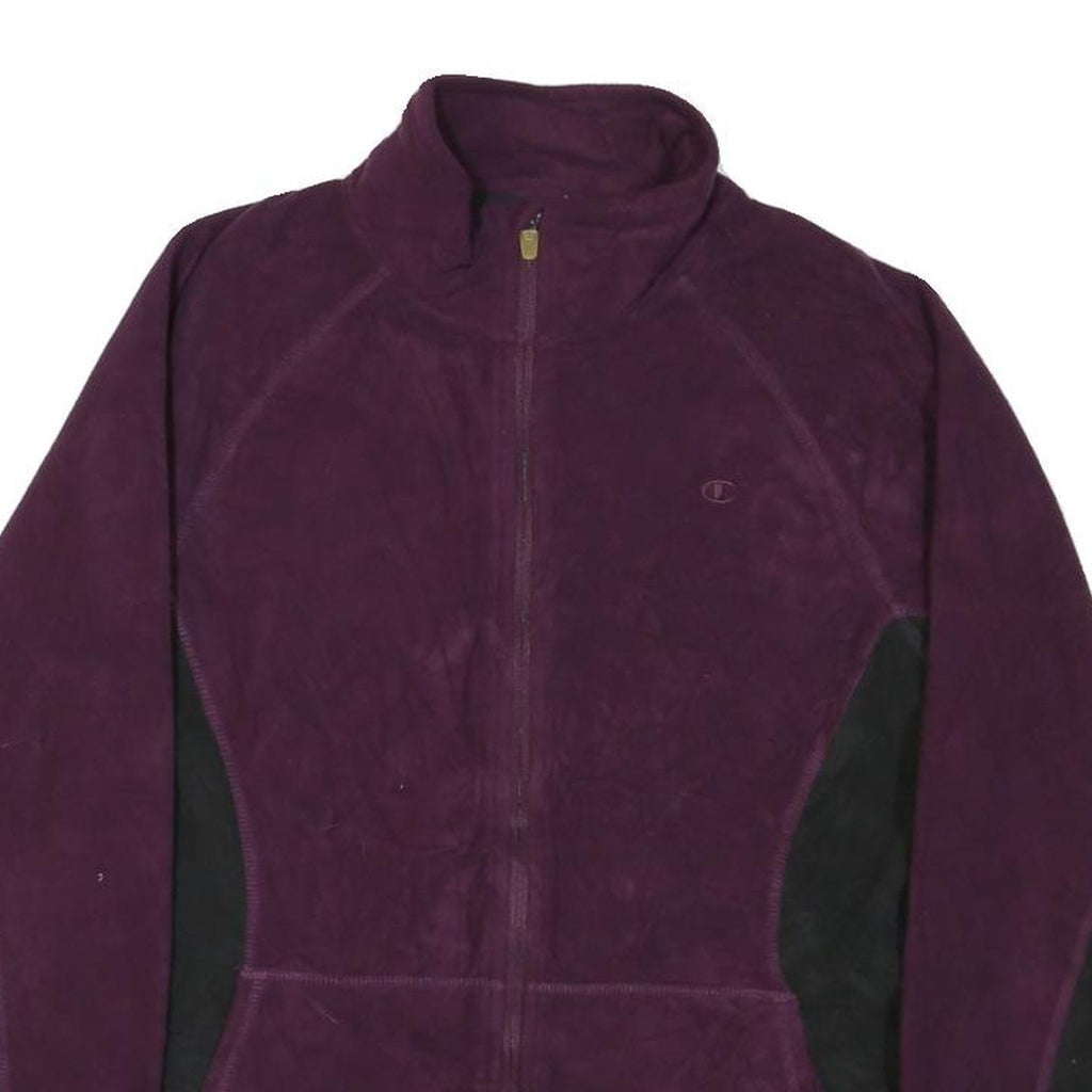 CHAMPION Womens Purple & Black Zip Up Polyester Blend Jacket L Fleece Classic