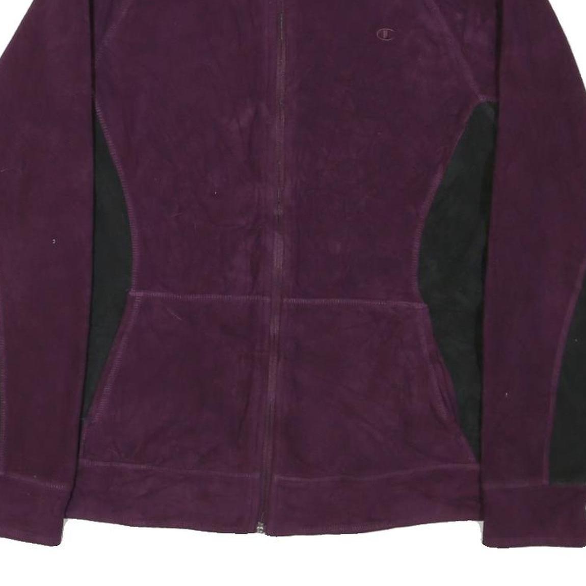 CHAMPION Womens Purple & Black Zip Up Polyester Blend Jacket L Fleece Classic