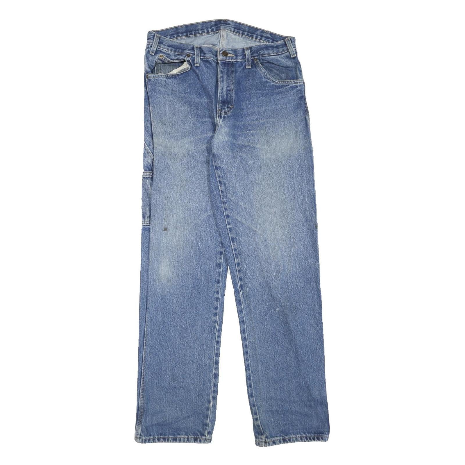 DICKIES Womens Regular Fit Straight Leg Denim Blue Cotton Blend Jeans W32 L34