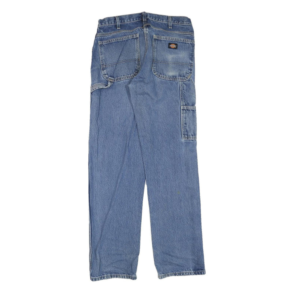 DICKIES Womens Regular Fit Straight Leg Denim Blue Cotton Blend Jeans W32 L34