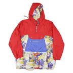 Mens Red Blue Black Snowboard Pattern Jacket L Polyester Blend Zip Hooded