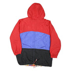 Mens Red Blue Black Snowboard Pattern Jacket L Polyester Blend Zip Hooded