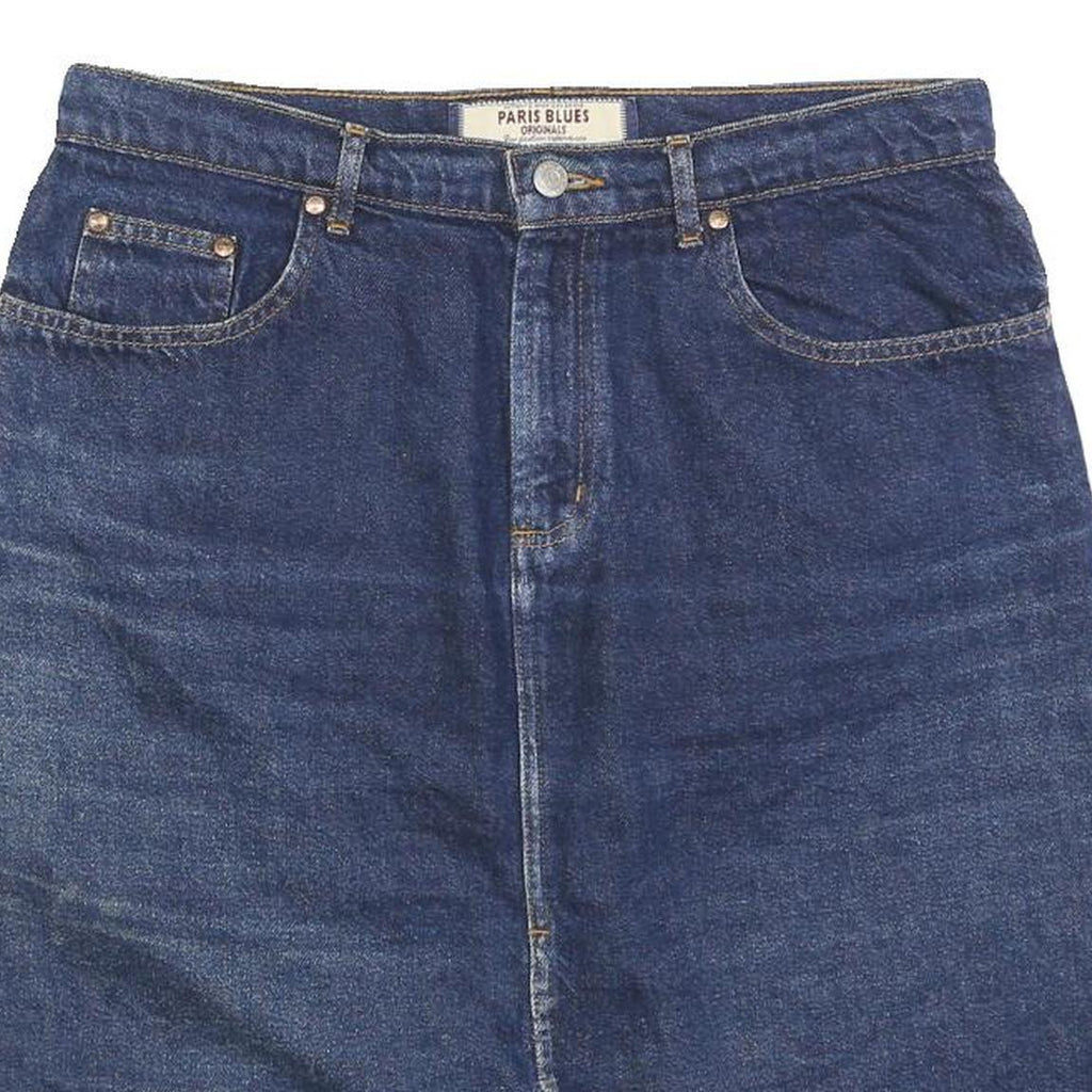 PARIS BLUES Womens Blue Denim Midi Cotton Blend Skirt M Classic Vintage Style