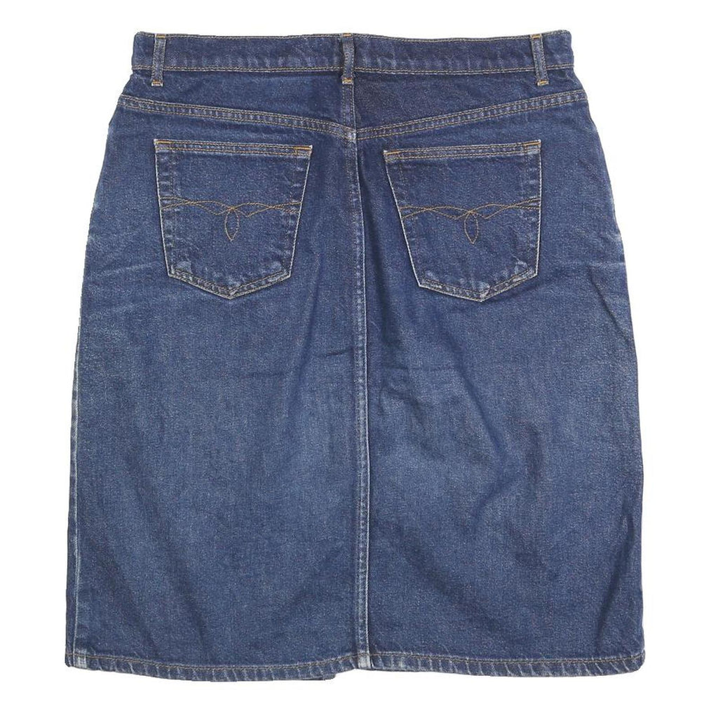 PARIS BLUES Womens Blue Denim Midi Cotton Blend Skirt M Classic Vintage Style