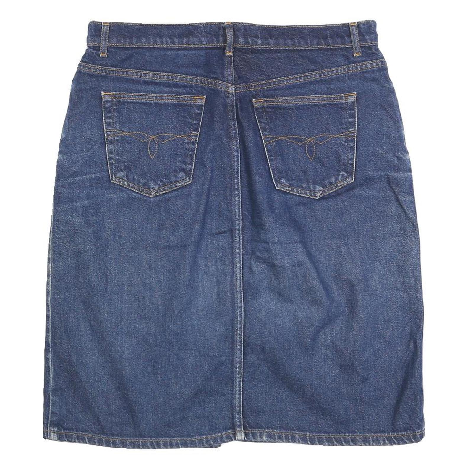 PARIS BLUES Womens Blue Denim Midi Cotton Blend Skirt M Classic Vintage Style