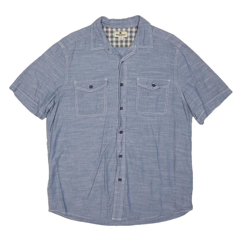WOOLRICH Mens Blue Shirt L Cotton Blend Button Pocket Casual Summer Shirt