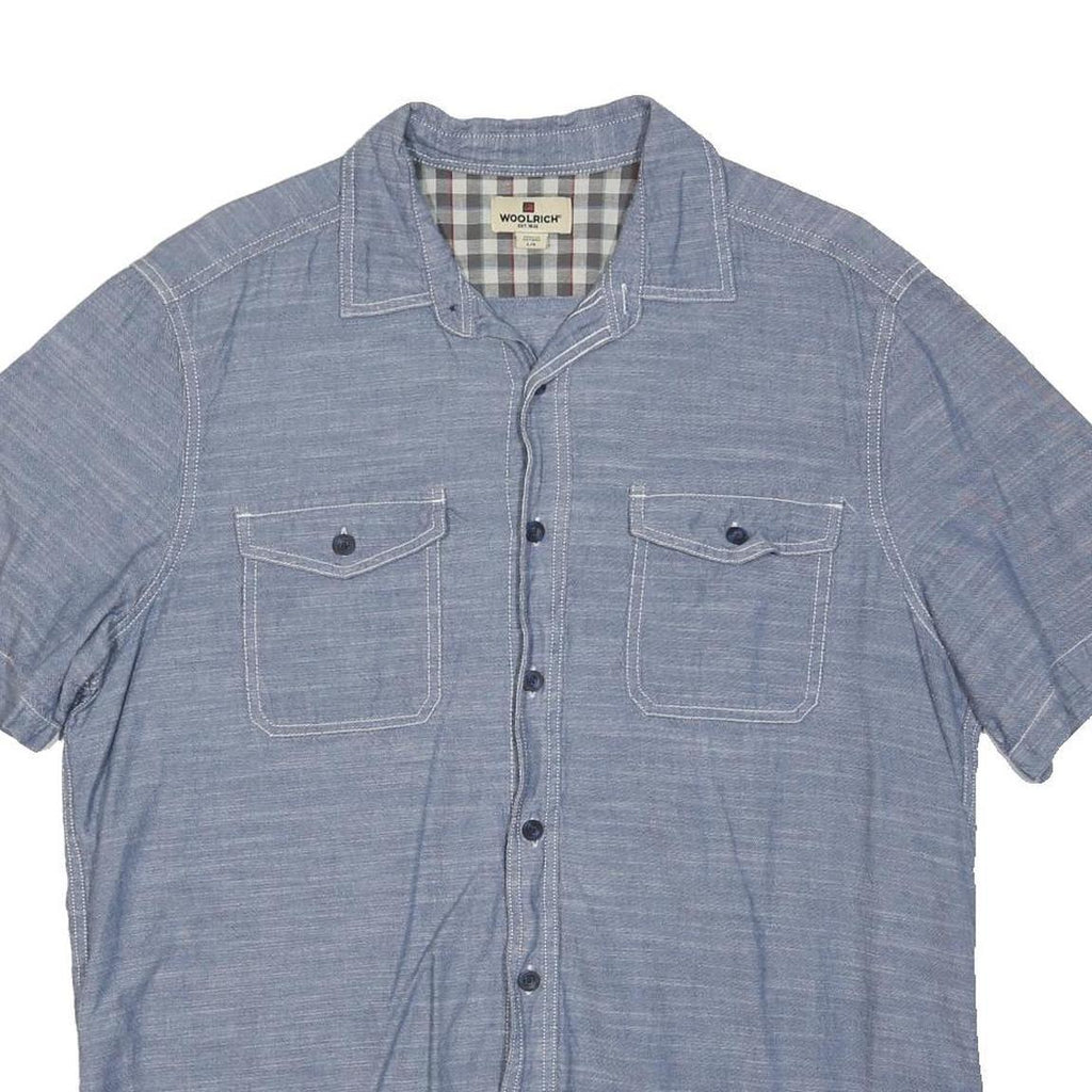 WOOLRICH Mens Blue Shirt L Cotton Blend Button Pocket Casual Summer Shirt