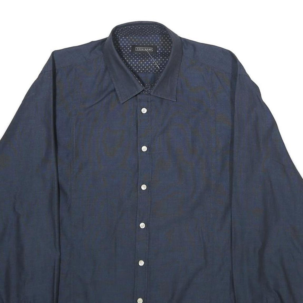 SONNYBONO Mens Blue Shirt M Classic Polyester Blend Long Sleeve Button Closure