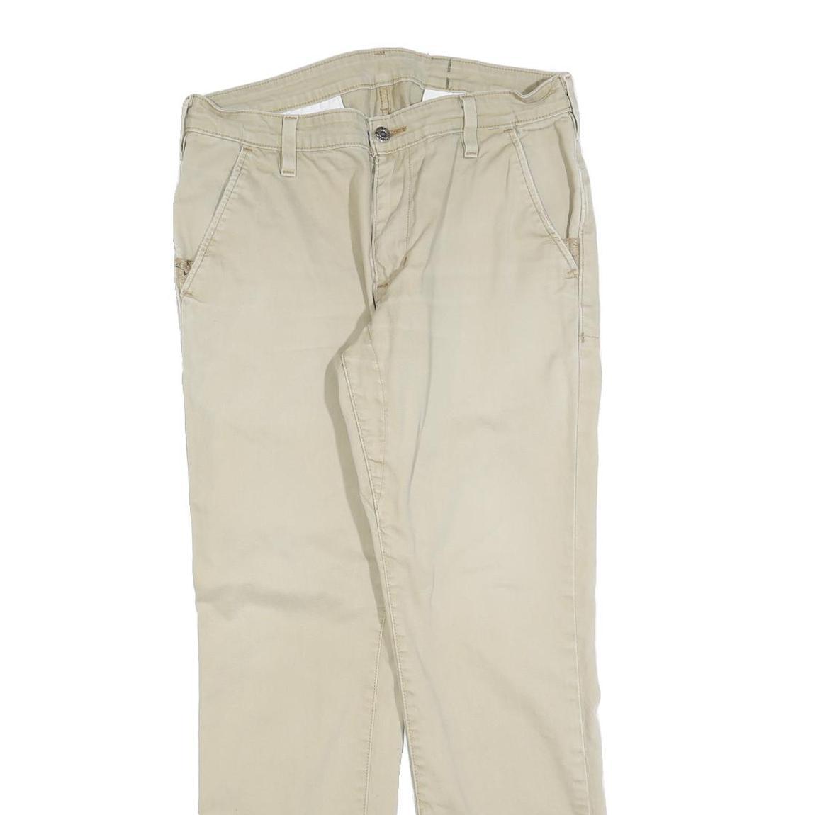 LEVI'S Mens Cotton Blend Beige Slim Trousers W34 L32 Casual Zip Closure