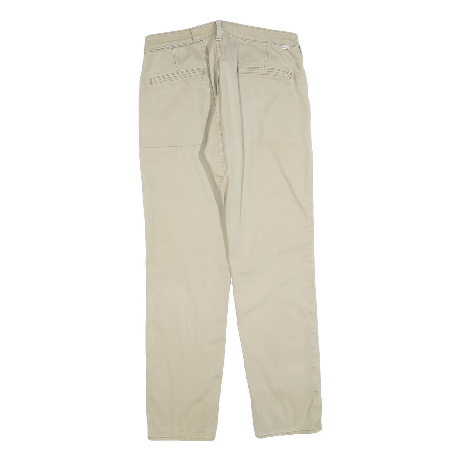 LEVI'S Mens Cotton Blend Beige Slim Trousers W34 L32 Casual Zip Closure