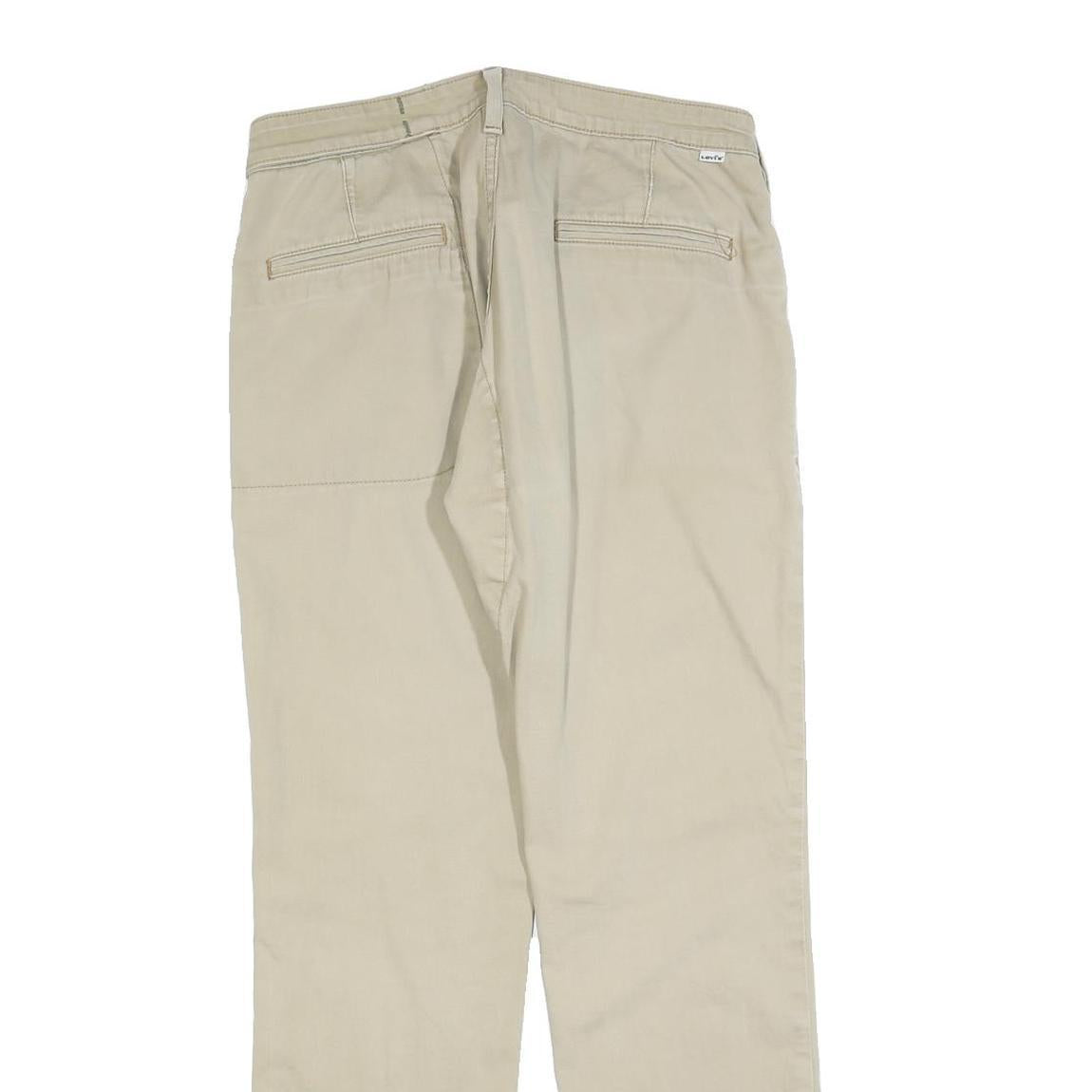LEVI'S Mens Cotton Blend Beige Slim Trousers W34 L32 Casual Zip Closure