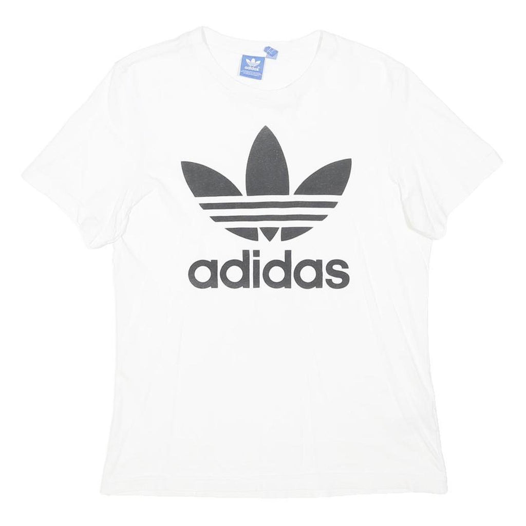 ADIDAS ORIGINALS Mens White Classic Logo Graphic T-Shirt S Short Sleeve Crew