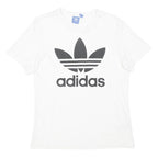 ADIDAS ORIGINALS Mens White Classic Logo Graphic T-Shirt S Short Sleeve Crew