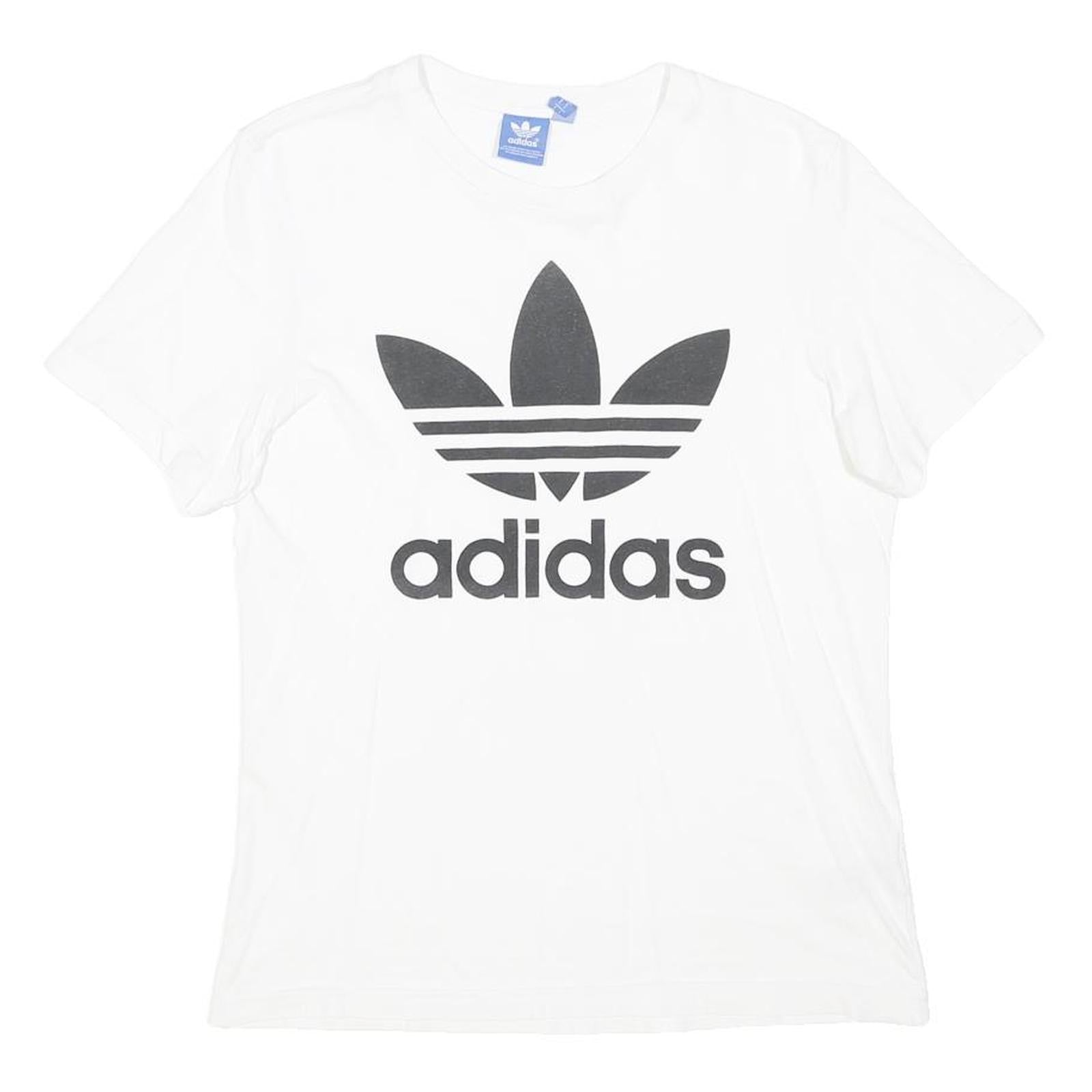 ADIDAS ORIGINALS Mens White Classic Logo Graphic T-Shirt S Short Sleeve Crew