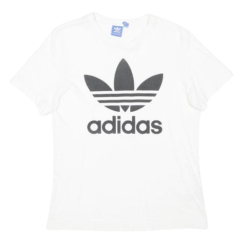 ADIDAS ORIGINALS Mens White Classic Logo Graphic T-Shirt S Short Sleeve Crew